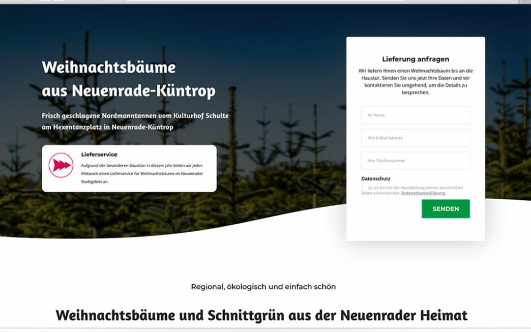 Website für Weihnachtsbäume aus Küntrop