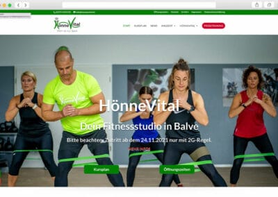Website für das HönneVital Fitnessstudio in Balve