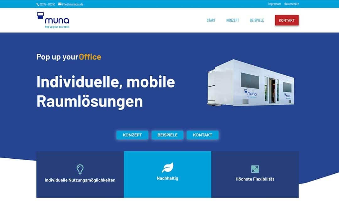 Neue Website für MUNA GMBH aus Balve – Individuelle, mobile Raumlösungen