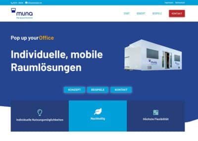 Neue Website für MUNA GMBH aus Balve – Individuelle, mobile Raumlösungen